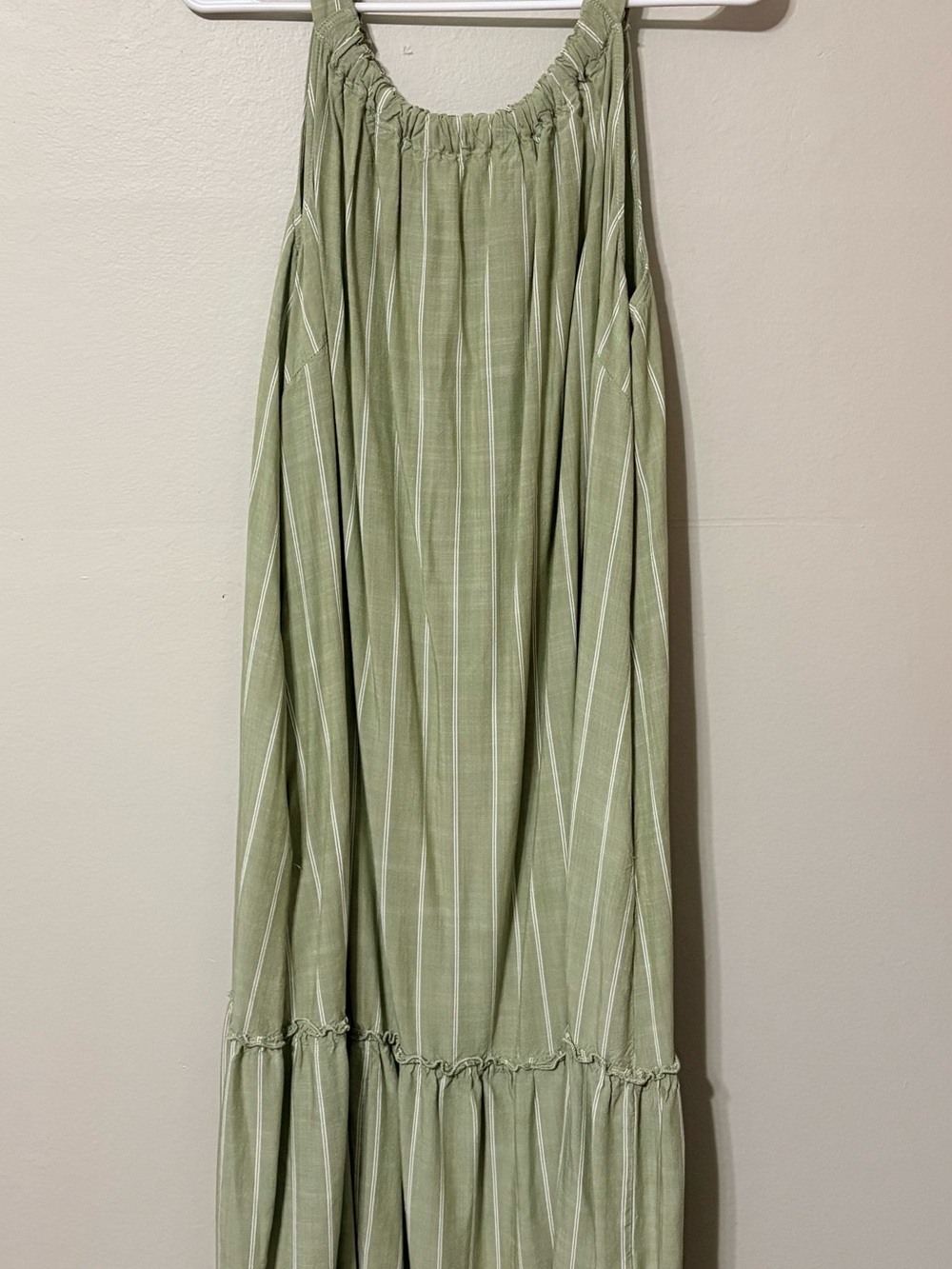 Light Green Striped Midi Dress